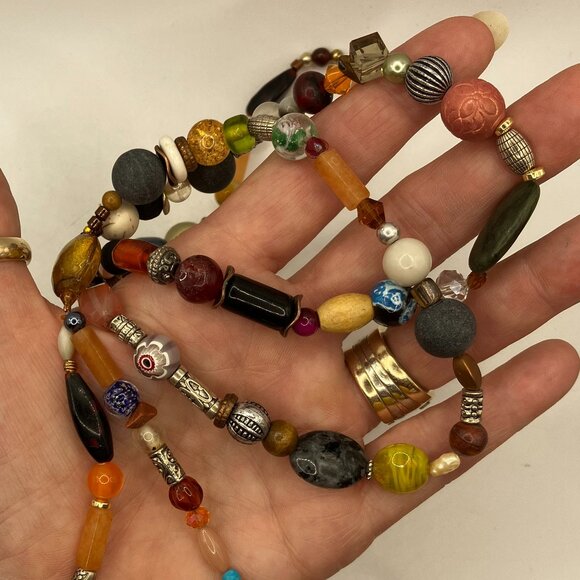 Gemstone Beaded Necklace Colorful Gemstone Handmade 39 inch Necklace - Picture 8 of 12